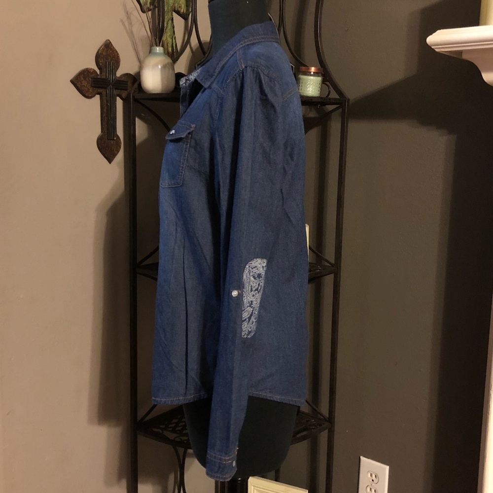 Miss Posh Denim Button Down Shirt - Picture 2 of 8